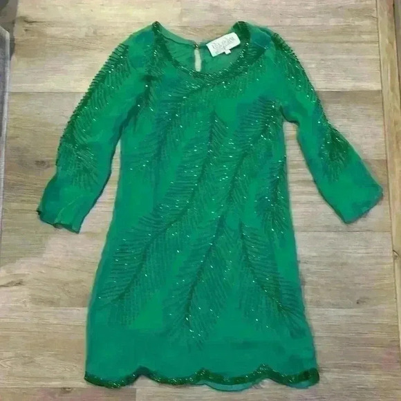 Rory Beca Haldi Beaded Dress size Small Kelly Green - Picture 1 of 16